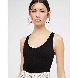 Free People Black Solid Rib Brami XS-S